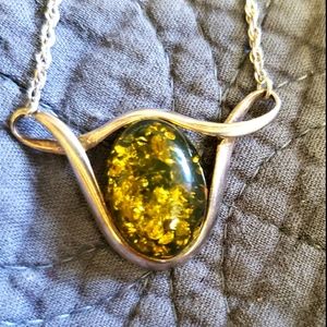Amber sterling silver necklace